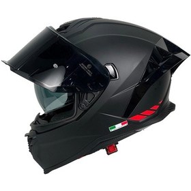 Resim Sway SW 867 Red Strıp Siyah Camlı Motosiklet Kaskı Mat Siyah 