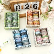 Resim 18 rulo/kutu dört mevsim temalı washi bant, zarif bitki, çiçek, kar tanesi ve hayvan desenleri, scrapbook dekorasyonu, DIY günlük, fotoğraf albümü ve ofis malzemeleri bantı için uygun, arkadaşlar için bir hediye 