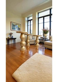 Resim Altın Varaklı Doğal Ahşap Mantar Sehpa Seti 3'lü El Yapımı Yan Sehpa Takımı - Wooden Coffee Table Altın 