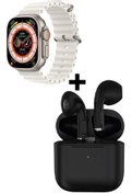 Resim GAMER ® Gs8 Watch 8 Ultra Akıllı Saat Beyaz Watch + Siyah Pro7 Benzeri Bluetooth Kulaklık Hediye 