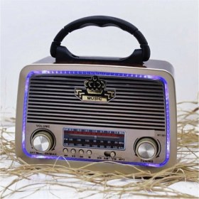 Resim Nostaljik Bluetooth Radyo, Usb, Sd Kart, Mp3 Çalar, Siyah Renk 