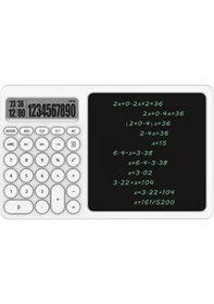 Resim Çok Amaçlı Digital Hesap Makinesi Lcd Ekran Yazma Tableti Ofis Okul İçin Silinebilir El Yazısı Not D Beyaz 