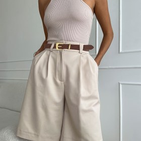 Resim Yazlık Rahat Kesim Düz Paça Kemerli Pantolon 