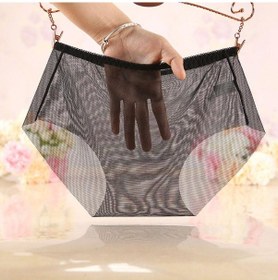 Resim Siyah Kadın Şeffaf Örgü Külot Külot Şeffaf Buz Ipek Hiçbir Iz Knickers Nefes Alabilir Siyah 