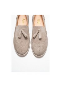 Resim Luvishoes Luvi Shoes Alex Bej Süet Hakiki Deri Püsküllü Lastikli Kadın Loafer Ayakkabı Bej Süet 