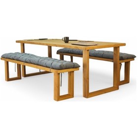 Resim Neiwel Diar Doğal Ahşap Banklı Toplantı Masasıı x 120 x 220 Açık Ceviz 