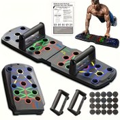 Resim 1 adet Çok Fonksiyonlu Katlanabilir Push-Up Tahtası ve 2 Direnç Bandı - Uygun, Dayanıklı PP Malzeme, Elektriksiz Ev ve Spor Salonu Antrenman Ekipmanı Tam Vücut Güç Antrenmanı için, Spor Aksesuarları 