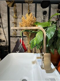 Resim İsaoğlu Yapı Antik Gold Mutfak Bataryası Arıtmalı Evye Musluğu Kare Premium Armatür Gold 