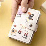 Resim 1 adet Şirin Karton Karta Sahip Kadınlar için, Casual Stil, Büyük Kapasite, Çoklu Kart Yuvaları, Ultra İnce, Hızlı Kapanış, Sahte Deri, Islak Bezle Temizlenebilir, Kenar Boyası Yok, Pozisyon Baskısı 