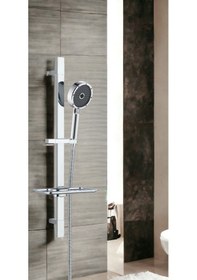 Resim T-may Kağan Kare Borulu Hareketli Sürgülü Duş Seti Üst Takımı Krom 