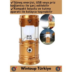 Resim Kompakt Enerji Tasarruflu Asma Aparatlı Güneş Enerjili Çok Fonksiyonlu Outdoor Kamp Feneri El Feneri 