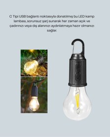 Resim Ucuztekno Taşınabilir Sıcak Işık Yayan Kamp Lambası Renkli 