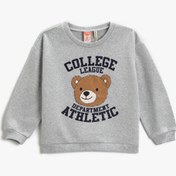 Resim Erkek Bebek Teddy Bear Baskılı Bisiklet Yaka Sweatshirt 