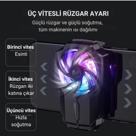 Resim coofbe Kablosuz 700Mah Şarjlı 6000RPM 3 Hız Kademeli Dönüş Telefon Soğutucu Fan Soğutma Fanı Radyatö 
