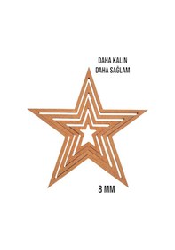 Resim 4'lü Yildiz Ham Mdf, 8mm Kalınlık, 30 Cm Kasnak, Boyanabilir Vidasız Kasnak, Makrome Halkası 
