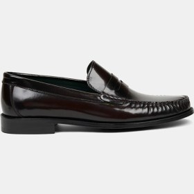 Resim Desa Erkek Bordo Klasik Deri Loafer 