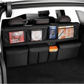 Resim Chuangyinshop Car Trunk Organizer W136 Black Çok Bölmeli Seyahat Asılı Depolama Çantası Oxford Kumaş 