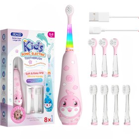 Resim Seago Elektrikli Diş Fırçası 0-6 Yaş İçin, 8 Fırça Başlığı, Sevimli Balina Şekli, 2-Dakika Akıllı Zamanlayıcı, USB Şarj Edilebilir, IPX7, Lityum Pil, DC Güç Kaynağı, ≤36V Çalışma Gerilimi, Ağız Bakımı Hediyesi için 