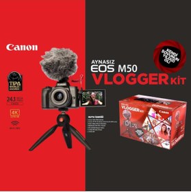 Resim Canon Eos M50 15-45 Is Stm Vlogger Kit Aynasız Mirrorless Fotoğraf Makinesi 