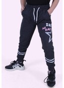 Resim Yıldız Detaylı Yazı Baskılı Kız Çocuk Eşofman Altı Füme 