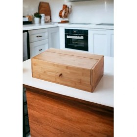 Resim Braventa Collection Bambu Ekmek Ekmek Dolabı, Ekmek Sepeti Sandığı, Ekmeklik, Çok Amaçlı Bambu (34CM 19.5cm 14CM) 
