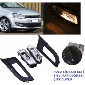 Resim Vw polo 6r sis lambası farı ve far sis anahtarı çift duylu çerçeveli 2009 / 2014 