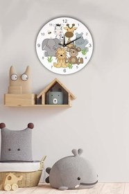 Resim Dekoratif Çocuk Odası Duvar Saati 35X35Cm Renkli BWDSCX35-0118 