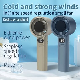 Resim Taşınabilir Fan, 120 Hız Değişken Hızlı, USB Şarj Edilebilir Mini Açık Hava Fanı, Plastik Malzeme, Kablo Erişimi, Düğme Kontrolü, Zemin Fan Tipi, 1800mAh Lityum Pil, İç ve Dış Mekan Kullanımı, Masaüstü ve El Tipi Seçenek ile Ev için Fan 