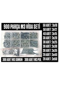 Resim 900 Adet Ysb Metrik 3 Vida Somun Pul Seti 3x10/3x12/3x15/3x20/3x25/3x25/3x30/3x35/3x40/3x50 0.3 MM 