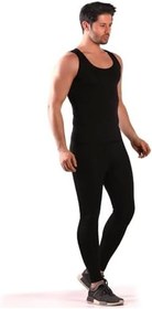 Resim Mom's Lab Erkek Büyük Beden Yağ Yakan Zayıflatan Sauna Termal Takım Askılı Atlet Ve Tayt Takım 
