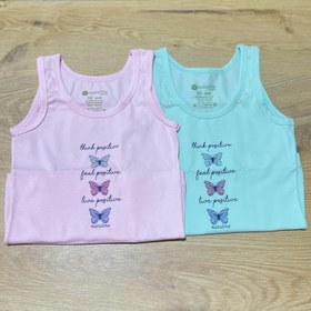 Resim Natuline Organik Pamuklu Kız Çocuk Positive Butterfly Likralı 2'li Atlet Beyaz - Beyaz / 1-2 Yaş 