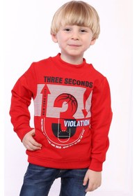 Resim Toontoy Kids Toontoy Erkek Çocuk 3 Vıolatıon Baskılı Sweatshirt Kırmızı 