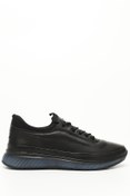 Resim SİYAH Gön Hakiki Deri Bağcıklı Jel Tabanlıklı Erkek Günlük Sneaker 01909 