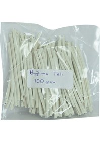 Resim Lokman Avm Bağlama Teli Tel Klips Pvc Kaplamalı Beyaz Takribi 100 Adetli 1 Paket 100 G 