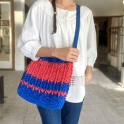 Resim Dokun Store, Kadın Çanta, Kadın Çapraz Çanta, Örgü Çanta, Handmade Çanta, Yaz Çantaları, Kadın Omuz Çantaları, Geniş Çanta, Makrome Çanta, Omuz Çantası, Renkli Yazlık Çanta 