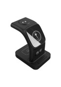 Resim S-link Sw-cwf130 Siyah Telefon Kulaklık Akıllı Saat 15w 3 İn 1 Magsafe Led Logo Kablosuz Şarj Cihazı Çok Renkli 