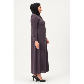 Resim Tuana Büyük Beden Tesettür Kadın Taşlı Petek Abiye Ferace 