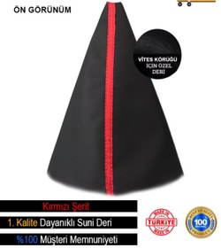 Resim Genel Markalar Kia Sportage 2010-2015 Uyumlu Siyah Deri Özel Tasarım Kırmızı Şerit Vites Körüğü 