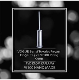 Resim Mayaglory Vogue Serisi Doğal Mermer Taş Tuvalet Fırçası Yuvarlak Krom Renk 3032 