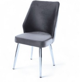 Resim Puffy Sandalye - Babyface Gri Kumaş - Metal Krom Ayak 