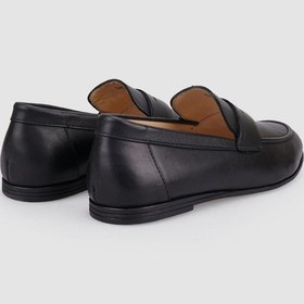 Resim %100 Hakiki Deri Siyah Kadın Loafer Siyah 