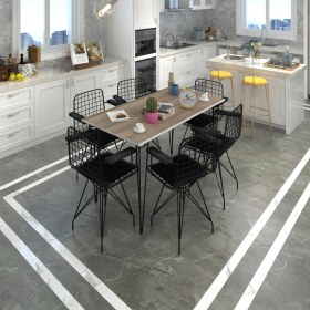 Resim Kenz Life Knsz Masa Sandalye Takımı HEM75MAZLUM Crdsyh 130*070 Klç 6 Sandalye Syhsyh Kolçaklı 