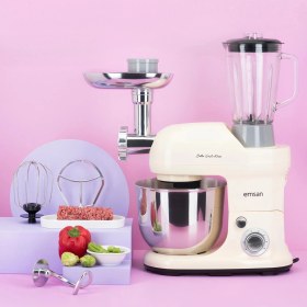 Resim Emsan Bella Gusto Maxi Kıyma Aparatı, Smooth Haznesi​ Stand Mikser Mutfak Şefi 1300W 5 Lt 