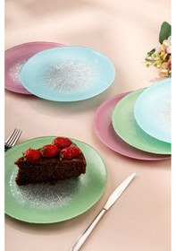 Resim Emsan Pastel 6 Kişilik Cam Pasta Seti 21 Cm Renkli 