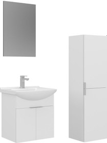 Resim Orka Purus 55 Cm Parlak Beyaz Düz Aynalı Banyo Dolabı Takım Ve Boy Dolabı Asma Beyaz 