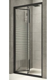 Resim Durul Duşakabin Katlanır Kapı Siyah Profil Çizgili Cam Siyah 