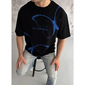 Resim Marsilyan- Unisex Bisiklet Yaka Baskılı Oversize T-Shirt - Siyah 