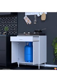 Resim Eliusta Nıvera 80 Cm Mutfak Dolabı Beyaz Ankastre 80x88x56 Cm Ocak Dolabı Tüp Gizleyici Kapaklı Dolap Beyaz 