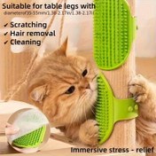 Resim İki Paket 1 Yeşil + 1 Sarı Kedi Bakım Aracı Silikon Fırça Tarak İç Mekan Kedileri için Uygun Ayarlanabilir Tırmalama Direği Yüz Masajı Banyo Ovma Aksesuarları Çene Kazıyıcı Mini Ev Seti 