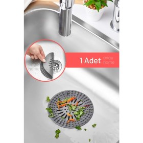 Resim Yuvarlak Süzgeç Lavabo Süzgeci Kaymaz Vantuzlu Banyo Süzgeci 